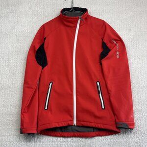 Y2K Salomon Soft Shell Jacket Clima Wind Red Mens Medium Hiking Outdoor